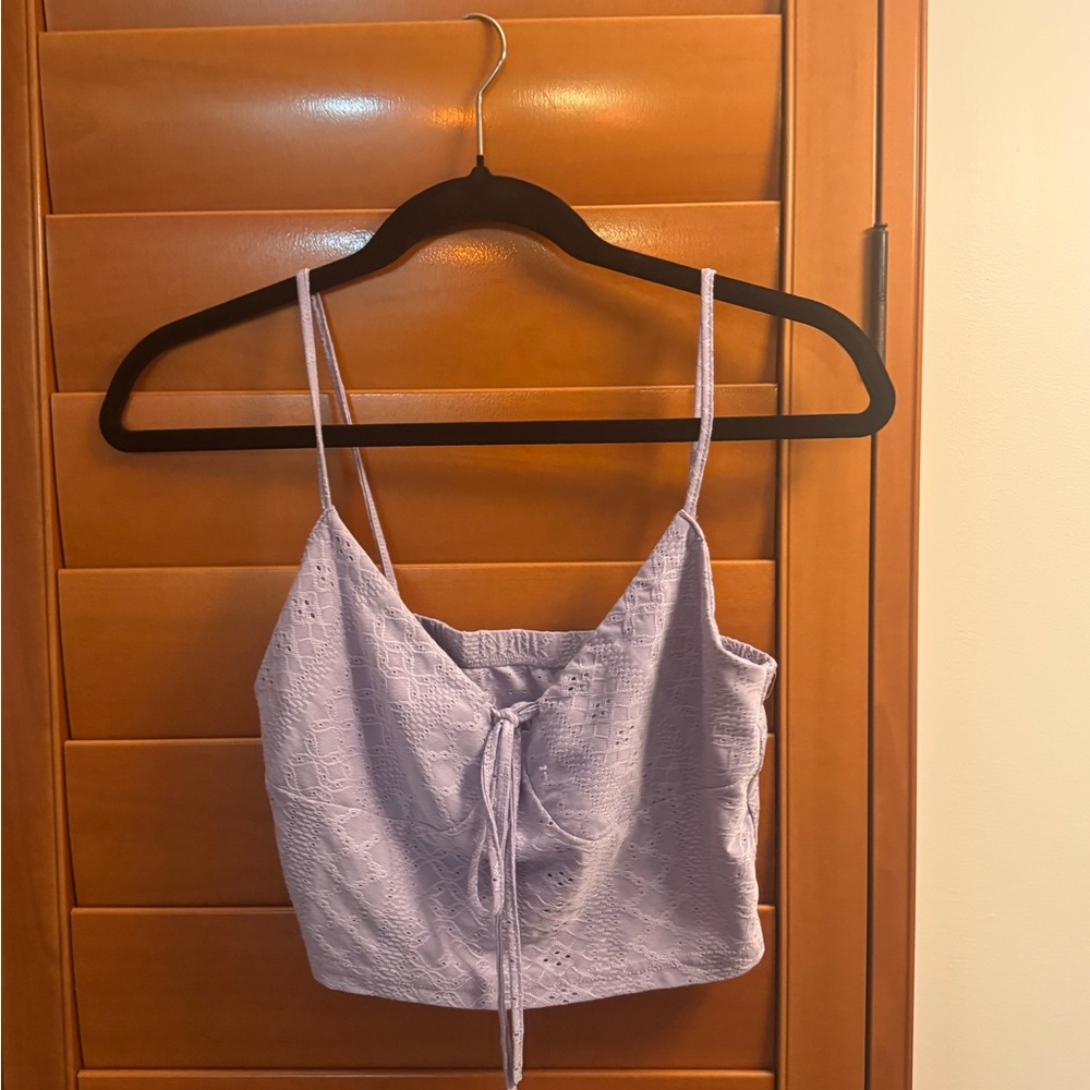 SHEIN Purple Crop Camisole Tie Front Top